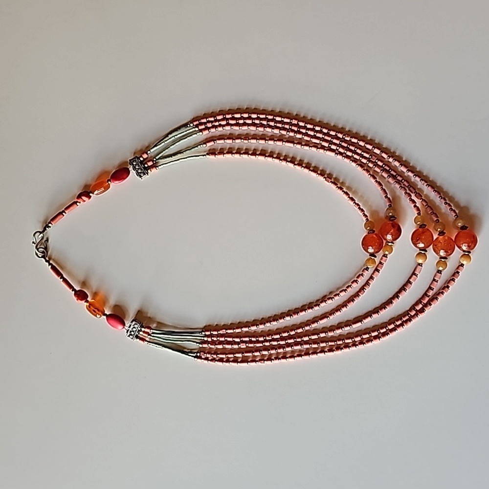 Orange & Turquoise Bead Necklace